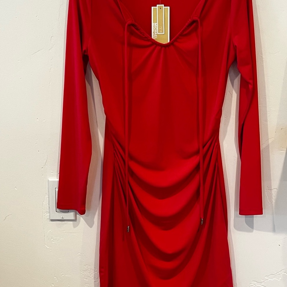 Michael Kors Vibrant Red Long Sleeve Dress